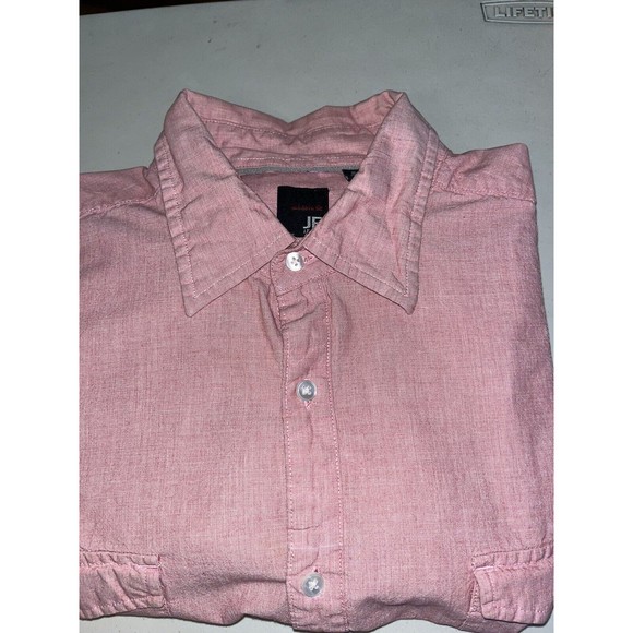 JF J Ferrar Modern Fit Sz XL Button Down Long Sleeve Dress Shirt Red Chambray - Picture 3 of 6